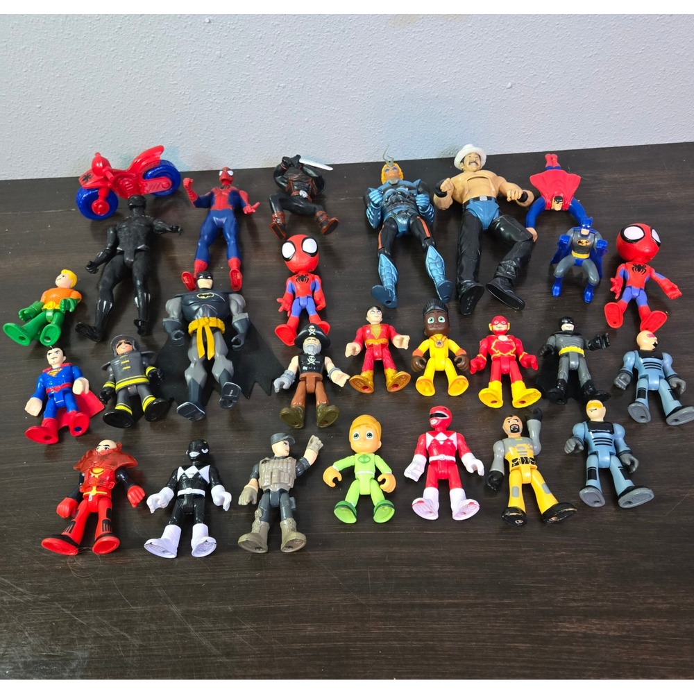 Mixed Action Figure Lot Spider-Man Batman Superman Power Rangers Imaginext 25pc